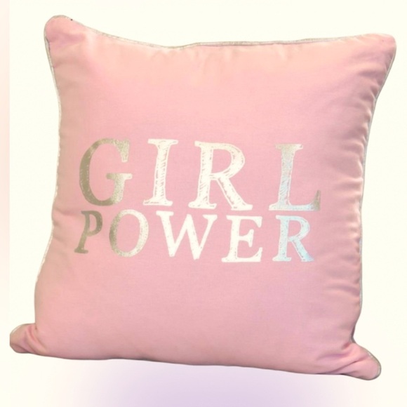 Inspirational Girl Power Nude pink silver decorative throw pillow - Picture 9 of 9